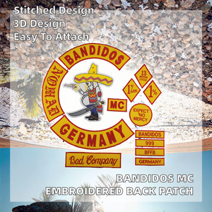Parches Bordados en 3D de Bandidos Germany MC Biker Punk <span class=keywords><strong>Club</strong></span> para Chaqueta, Chaleco y Gorra - Product Image 2