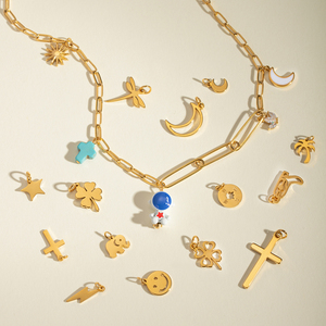 J & D 5 cái mỗi túi 18K PVD thép không gỉ không thấm nước voi con chuồn chuồn Giày Trăng Sao Hoa dừa cọ chéo tự làm quyến rũ - Product Image 4