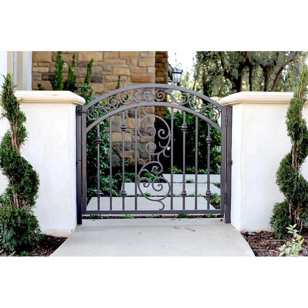 Outdoor Remote Control Driveway Door Wrought Iron Manual Swing Walkway Gates For Houses