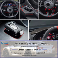 Accessoires de décoration intérieure en fibre de carbone véritable pour console centrale, panneau de commande de vitesses et cadre des boutons du volant pour Nissan 400Z