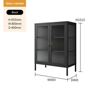 Vitrina Moderna Ecológica de Acero y Vidrio BIZOE BZG07-1 con 2 Cajones, 2 Estantes y Puerta Plana para Sala de Estar y Hogar - Product Image 3
