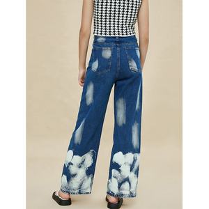 Jean Denim personnalisé de haute qualité <span class=keywords><strong>blanc</strong></span> bleu délavé ample pour <span class=keywords><strong>femme</strong></span> <span class=keywords><strong>grande</strong></span> <span class=keywords><strong>taille</strong></span> - Product Image 3