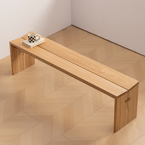 Banco de madera maciza de fresno hecho a mano con cómodo <span class=keywords><strong>taburete</strong></span> de mesa de té medieval con tenón en forma de V, diseño moderno para sala de estar - Product Image 3