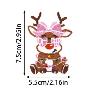 Parche Bordado Termoadhesivo de PVC y Tela Vaquera, Diseño Navideño de Bebé Santa Rosa Estilo Preppy, con Bola de Discoteca, para Manualidades DIY Festivas - Product Image 2