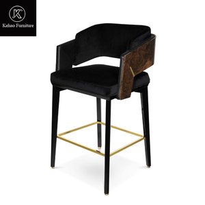 Taburete de <span class=keywords><strong>Bar</strong></span> de Lujo Minimalista Italiano, Respaldo de Madera de Nogal, Silla de Barra de Alta Gama para Isla de Cocina y <span class=keywords><strong>Bar</strong></span> en Casa - Product Image 3