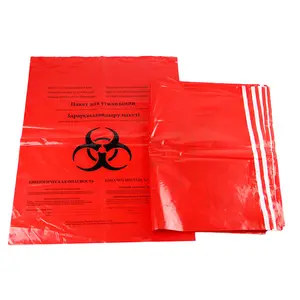 Self-seal Adhesive Biohazard Bags Plastic Biohazard Waste Bag with Adhesive Tape