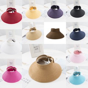 24 màu sắc thoáng khí Bowknot đuôi ngựa bãi biển giấy rơm hat UPF 50 + Mặt trời mùa hè rộng vành có thể gập lại rơm Visor hat phụ nữ - Product Image 3