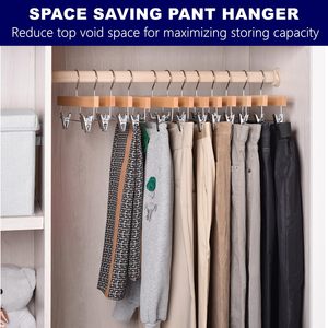 Perchas de madera giratorias de color natural para pantalones de vestir, ideales para hoteles y grandes almacenes - Product Image 4