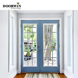 Doorwin Delaware Aluminum Soundproof Double Glass Exterior French Aluminum Frame Glass Swing Door
