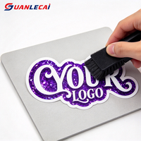 Autocollant holographique personnalisé résistant à l'effraction, découpé sur mesure, logo scintillant pour emballage, signalétique et décoration de petites entreprises