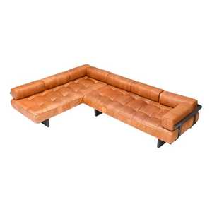 Sofá Chesterfield Industrial en Forma de L, Tapicería de Cuero Genuino, Estructura Metálica Resistente, Dos Plazas, Diseño Moderno para Hotel y Hogar - Product Image 3