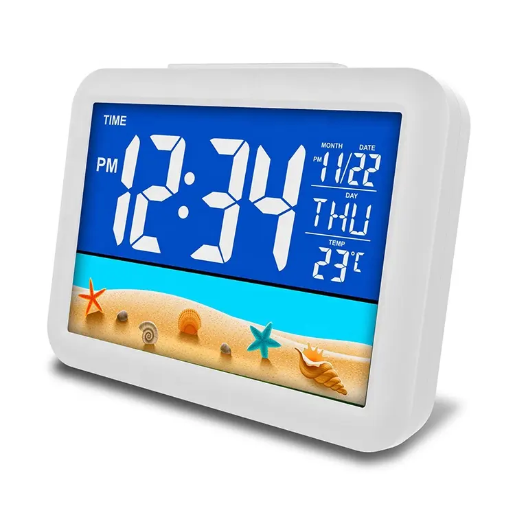 다채로운 LED 디지털 시계 온도 알람 시계 데스크탑 벽 디지털 달력 디스플레이 테이블 전자 시계 사용자 정의 로고