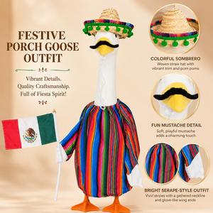 Disfraz de Ganso Mexicano para Fiesta, Vestido a Rayas Arcoíris, Sombrero, Bandera, Decoración para Jardín o Porche - Product Image 4