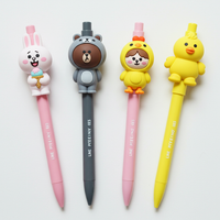 Décoration crayon en plastique pour poupée 3D promotionnelle personnalisée Animal en caoutchouc avec impression de dessin animé mignon pour les écoliers Feng Shui Love Design