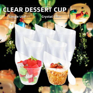 Vasos de Plástico PS Transparentes Desechables para Yogur, Ideales para Fiestas, Frutas, Ensaladas de Verduras, Aperitivos y Postres de <span class=keywords><strong>Mousse</strong></span> - Product Image 2