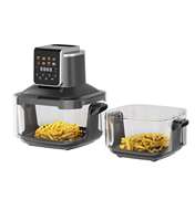Friteuse à air électrique carrée moderne 1800W, cuisson rapide sans huile, nettoyage facile, écran tactile, capacité 4L/5L, pour usage domestique et hôtelier - Meilleures ventes