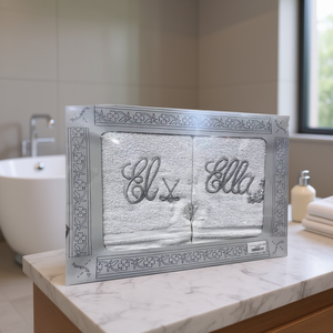 Serviettes brodées pour lui et pour elle, 100% coton, rectangulaires, pour la maison et la salle de bain - Product Image 2