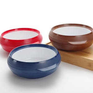 Pot à sable rond en mélamine de couleur unie avec double anse, couvercle, passe au lave-vaisselle, design minimaliste pour les restaurants et les réunions de famille - Product Image 1