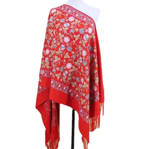 GEERDENG New Designer Chinese Embroidery Stole Scarf Women Autumn Winter Ethnic Style Jacquard Cashmere Fringe Thick Warm Shawls