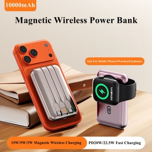 Cargador Inalámbrico Magnético 3 en 1 con Pantalla Digital y Logotipo Personalizado, 10000mAh, con Cable para Teléfono y Reloj - Product Image 3