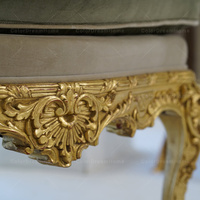 Fauteuil simple haut de gamme en velours vert foncé sculpté or, style baroque royal européen, pour villa de luxe et hall d'hôtel