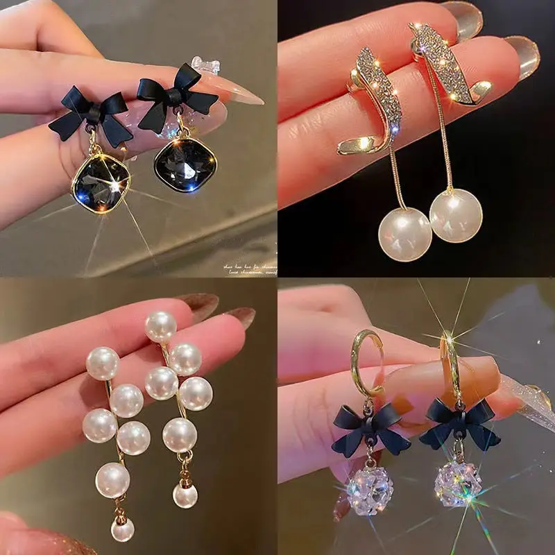 1 Mode Perle geometrische Blumen ohrringe s925 Silber Hohl frucht Frauen Ohrringe einfache Schmuck Set Ohrringe 2022