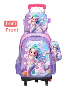 Juego <span class=keywords><strong>de</strong></span> Tres Piezas <span class=keywords><strong>de</strong></span> Mochila Escolar con Ruedas Universales para Estudiantes <span class=keywords><strong>de</strong></span> Primaria, Lonchera y Estuche para Lápices, Diseño <span class=keywords><strong>de</strong></span> Anime y Dibujos Animados - Product Image 3