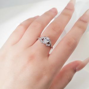 Bague éternelle en argent sterling 925 plaqué rhodium, bijoux fins pour mariage et fiançailles, diamant CZ taille poire, cadeau pour fête et anniversaire - Product Image 1