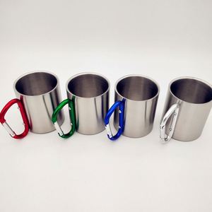 200ml 300ml Outdoor Camping Travel Portable Stainless Steel Coffee Cup Double Walled Carabiner Mug with Handle - Product Image 2