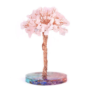 Nouveauté Arbre porte-bonheur en cristal de quartz rose naturel, multi-matériaux, pierres brutes faites à la main, arbre au trésor pour la décoration de la maison, cadeau - Product Image 4