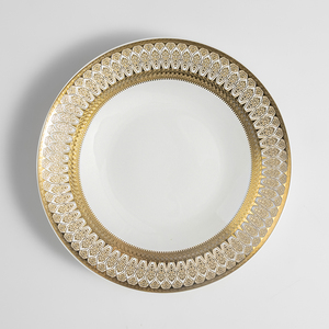 Ensemble de vaisselle en porcelaine d'os avec garniture dorée Vaisselle de cuisine raffinée pour restaurants hôtels Ensemble de vaisselle de luxe de haute qualité Vaisselle élégante - Product Image 5
