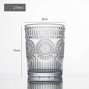 Verre à whisky rétro à motif gaufré, verre à whisky transparent avec bord doré, verre à whisky, eau, jus, lait pour boire - Product Image 4