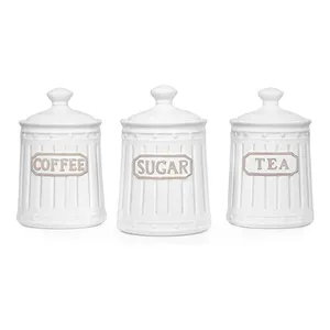 金色标志定制白色家居收纳茶和咖啡陶瓷茶叶罐