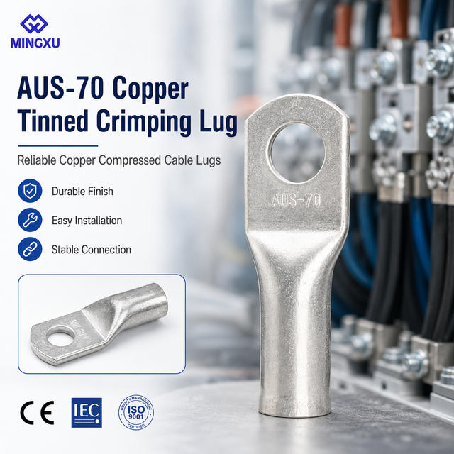 CE/IEC Standard AUS-70 Copper Tinned Crimping  Lug OEM Service Offered Copper  Compressed Cable Lugs Crimp Terminals Connectors