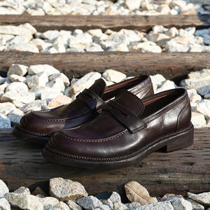 Zapatos de Hombre de Cuero Genuino al por Mayor, Transpirables, Ligeros, con Diseño de Ladrillo Tallado, Estilo Vintage, para Boda, Otoño - Product Image 3