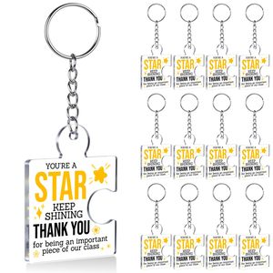 Llaveros de acrílico y metal con diseño de rompecabezas 'You Are Star', paquete de 12 unidades, regalo empresarial, recompensas para profesores y el aula, bonitos regalos de graduación - Product Image 1