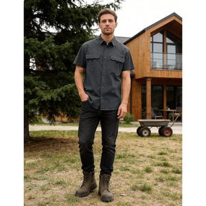 Chemise à manches courtes en coton pour homme FOXA, décontractée, pour le travail, respirante, en tissu popeline - Product Image 2