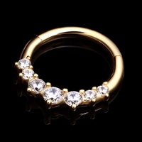 Daith Helix-Bijoux de piercing en or massif 14 carats cerceaux ronds en CZ anneau de nez