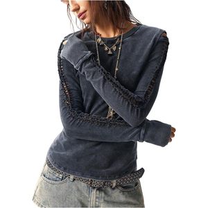 เสื้อถักแขนยาวผู้หญิงแบบเว้าคอ ทรงหลวม สไตล์วินเทจ ลำลอง - Product Image 5