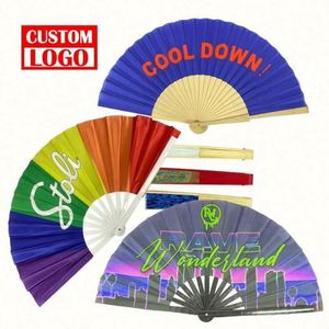 Abanico Plegable de Plástico Personalizado de Alta Calidad, Estilo Hada de Bambú, con Logotipo Impreso - Product Image 1