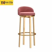 Tabouret de bar moderne et minimaliste de luxe léger, avec dossier, siège pivotant, hauteur réglable, structure métallique, tendance, pour comptoir haut