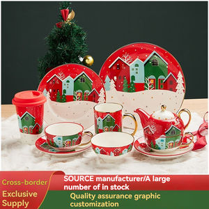 Juego de Vajilla de Cerámica Navideña Personalizable con Logotipo, Tazón para Arroz, Vajilla, Plato para Postre Encantador - Product Image 6