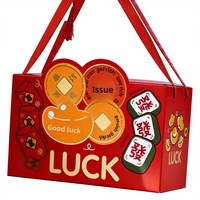 Boîte cadeau en carton ondulé haut de gamme avec estampage à chaud et caractères chinois « LUCK » pour le Nouvel An 2026 – Livraison gratuite