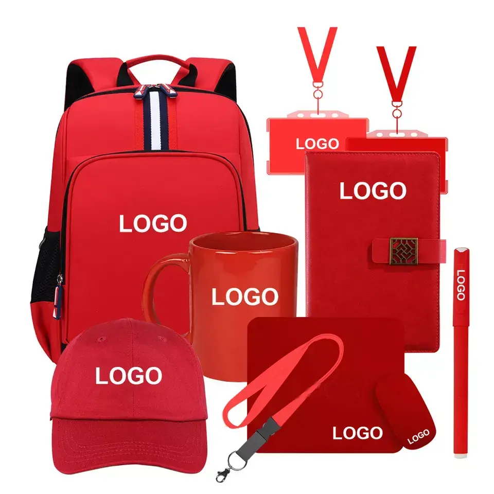 Tas seri merah Mug Lanyard topi bantalan Mouse pena buku 2023 produk kecantikan baru suvenir untuk tamu pernikahan hadiah set