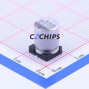 ตัวเก็บประจุอิเล็กโทรไลต์อะลูมิเนียมแบบ SMD รุ่น VZH101M1HTR-0810K, ขนาด D8xL10 มม. 100uF 20% 50V 8 มม. - Product Image 1