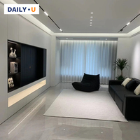 Meuble TV moderne de luxe personnalisé en marbre et bois massif avec écran intégré rétroéclairé par LED pour salon et chambre