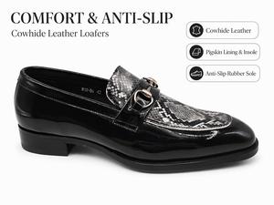 Mocasines Negros de Cuero Genuino para Hombre, con Hebilla Metálica, Transpirables, con Punta Suave, para Oficina, Negocios, Invierno, Bodas - Product Image 1