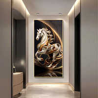 Peinture décorative moderne pour entrée de salon, art mural LED, peinture murale pour couloir, peinture murale pour allée, peinture murale cheval pour salon