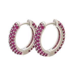Pendientes de Aro de Circonita Cúbica Multicolor al por Mayor, Pendientes de Joyería de Latón Plateado Hipoalergénicos para Hombre - Product Image 3
