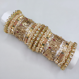 Diseñador Openable Kundan Pearl & Meenakari Bangles Elegant Premium Jewelry Bridal Collection - Product Image 2